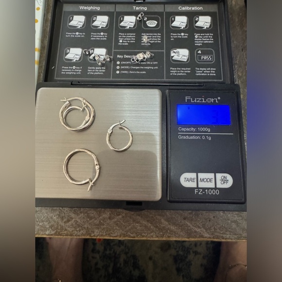 Two Pairs 925 Sterling Silver Hollow Hoop Earrings - Picture 5 of 5